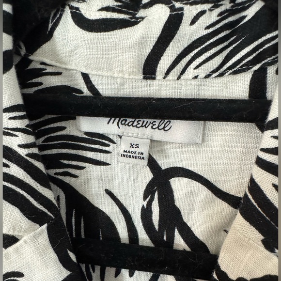 MADEWELL Boxy Cap-Sleeve Shirt in 100% Linen Lighthouse Shell Print Size XS - Picture 4 of 8